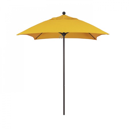 CALIFORNIA UMBRELLA 6' Bronze Aluminum Market Patio Umbrella, Sunbrella Sunflower Yellow 194061334027